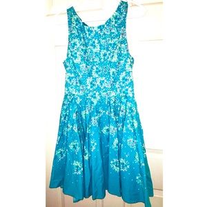 Lauren Conrad Green Floral Pleated Dress